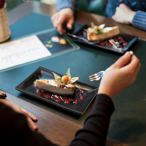 imposyu 8Stück Klein Dessertteller Eckig Servierplatte Rechteckig Servierteller Klein 19,3x12,7x2,3cm Schwarze Teller Eckig für Dessert, Vorspeisen Usw
