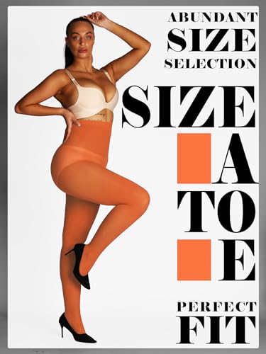 Image of HONENNA Semi Opaque Silky Women Pantyhose Tights, 20+ Colors Invisibly Toe Reinforced 60 Den Size A-E
