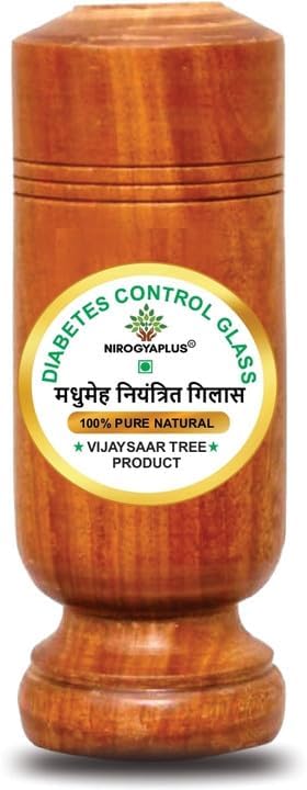 Wooden Vijaysar Tumbler Glass Brown | Vijaysar Wood Glass Ayurvedic Herbal Wood Glass Tumbler | Control Diabetes and Sugar (Pack of 1)-picture-26