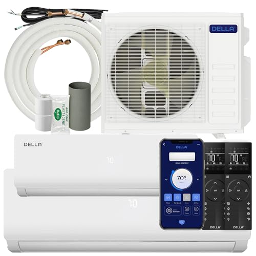 DELLA 28K BTU ODU 20 SEER2, 2 Dual Zone 12000 18000 BTU Mini Split AC, Work with Alexa and Wifi,...