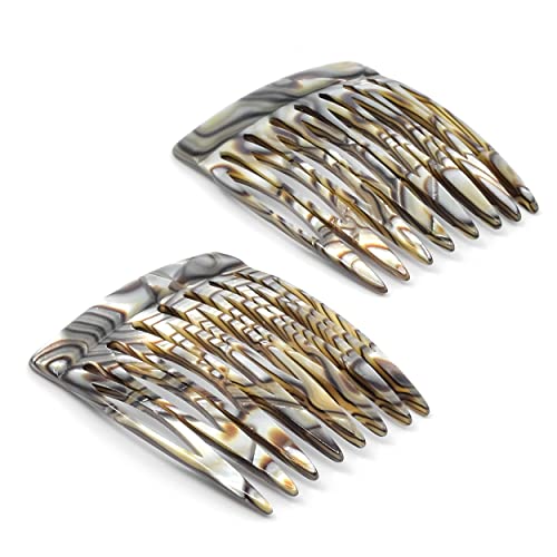 Camila Paris Onyx Pearl Tokyo French Hair Side Comb 6 Piece Handmade Small, French Twist Decorative Hair Combs, Strong Hold Hair Comb Clips For Women, Styling Girls Hair Accessories, Made In France #TOP3