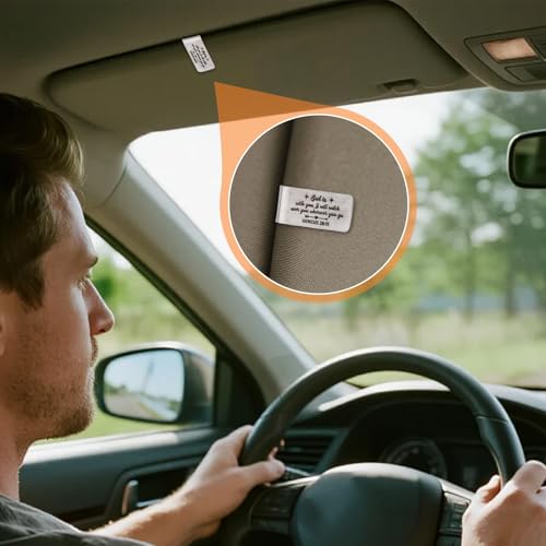 Image of Penitue Stainless Steel Car Visor Clip, Engraved God is with You Sun Visor Clip for Cars Inspirational New Driver Gifts Drive Safe Blessing Accessory Perfect for Women Men Family Friends