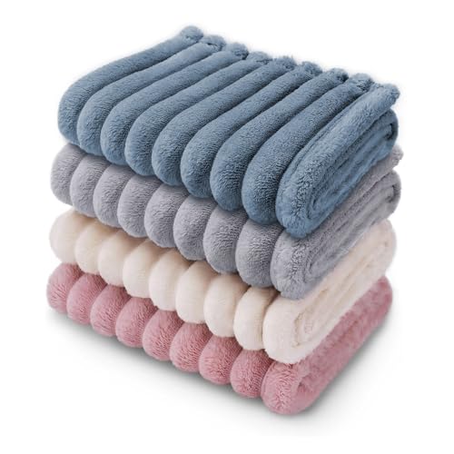 Hundedecke Katzendecke Waschbar, 4 Stück Decken Flanell Haustier Decke für Kleine Hunde Welpen Katzen, Wasserdichte Hundedecke, Flauschig Weiche...