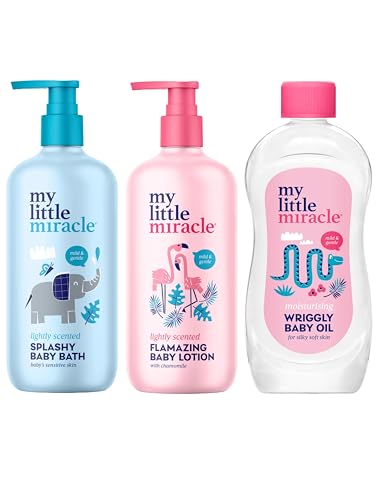My Little Miracle Babypflegeset, Baby-Schaumbad, Babylotion und Babyöl 500 ml, ideal für alle Hauttypen, Neugeborene und älter