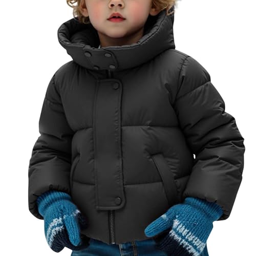 Hooded Puffer Jacket for Kids Bear Ears Full Zip Hooded Warmth Quilted Jacket Soft Comfortable Outerwear with Pockets