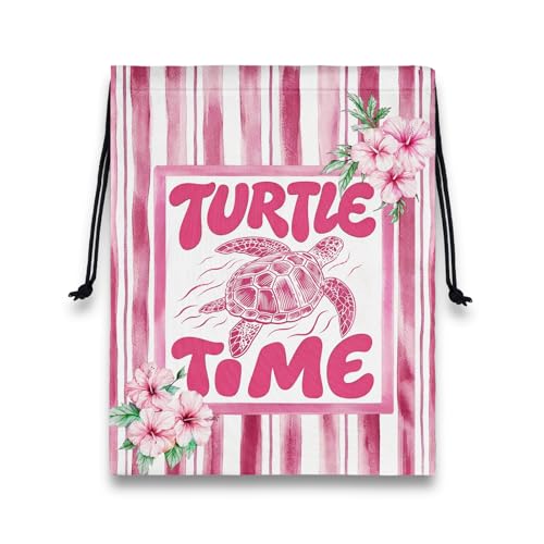 Image of Sea Turtle Pink Grip Bag Coastal Small Storage Pouch Bag for Gym Travel