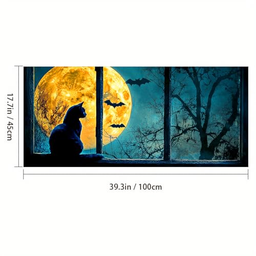 Película adhesiva para ventana con diseño de gato negro Halloween miniatura 3