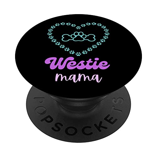 Westie Dog Mama West Highland White Terrier para perro Mama, morado PopSockets PopGrip Intercambiable