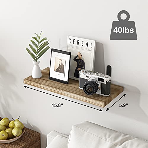 Fixwal Floating Shelves, Rustic Wood Wall Shelves Set Of 6, Shelves For Wall Decor, Farmhouse Style For Bedroom, Living Room, Kitchen, Bathroom, Office And Plants (Carbonized Black) #TOP3