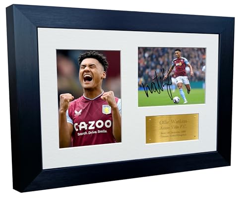 12x8 A4 Signed Ollie Watkins Aston Villa F.C. Autographed Autograph Signed Photograph Photo Picture Frame Football Soccer Poster Gift Triple G