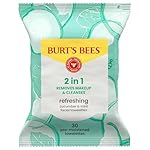 Burt’s Bees Refreshing Cucumber & Mint Facial Towelettes, 100% Plant Based Cloths; 99% Natural Origin; Removes Makeup and Cleanses; No Need to Rinse (Package May Vary)