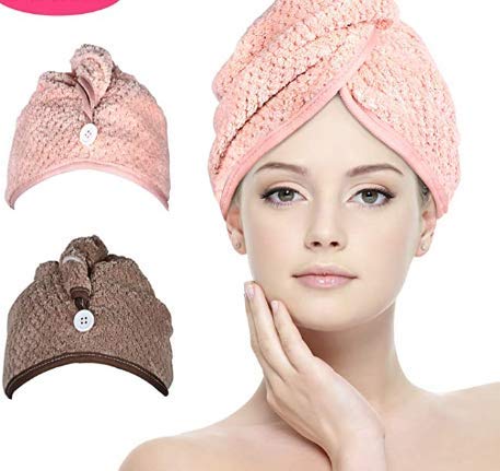Ponette Mikrofaser-Turban Handtuch – 2 Stück, Fuchsia, Schnell Trocknend & Saugstark – Für Langes & Kurzes Haar
