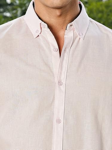 Image of Thomas Scott Men's | Linen Blend | Solid | Premium Cotton Linen Blend | Full Sleeve | Casual Shirt for Men