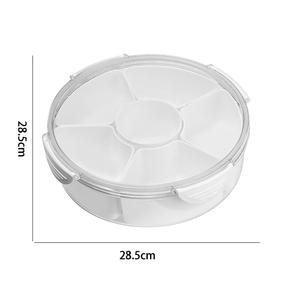 Divided Serving Tray Platter with Lid Storage Container, Compartment Box Clear Organizer, Compartment Party Platter for Candy, Appetizer, Snack, Fruit, Nuts, Chocolate, Veggie, Type 2