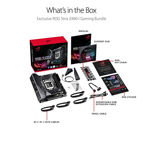 Image of ASUS Rog Strix Z490-I Gaming Z490 Wifi 6 Lga 1200 (Intel 10Th Gen) Mini ITX Motherboard 8+2 Power Stages, Ddr4 4800, Intel 2.5 Gb Ethernet, Usb 3.2 Front Panel Type-C, Hdmi 2.0A, Aura Sync