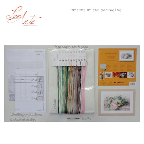 Image of Vervaco LanArte Still Life with Peonies on Linen Counted Cross Stitch K, 15.5 inch by 10.25 inch