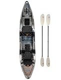 Brooklyn 13.0 Pro Tandem Sit-On-Top Kayak by BKC, 2 to 3 Person Fishing Kayak with Adjustable Seats, Large Dry Storage, 800 lb Capacity (Grey)