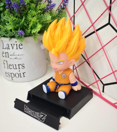Image of Super Hero Action Figure Limited Edition Bobblehead with Mobile Holder for Car Dashboard, Office Desk & Study Table - Goku