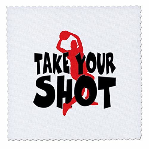 6x6 inch Quilt Square - Image of Words Take Your Shot with Basketball Player – Motivational Sayings