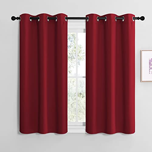 Image of NICETOWN Christmas Short Blackout Curtains for Small Kitchen Window, Thermal Insulated Solid Grommet Blackout Curtains /Drapes for Living Room (1 Pair, 42 by 50 inches, Burgundy Red)