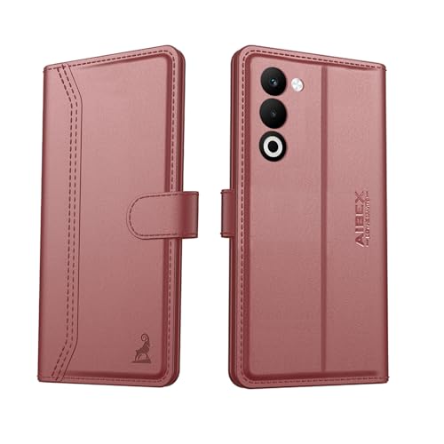 Image of AIBEX Compatible for Oppo K13X 5G / Oppo A5 5G Flip Cover Leather Finish with Magnatic Closure | Inside TPU with Card Pockets | Wallet Stand | Complete Protection Flip Case -Brown