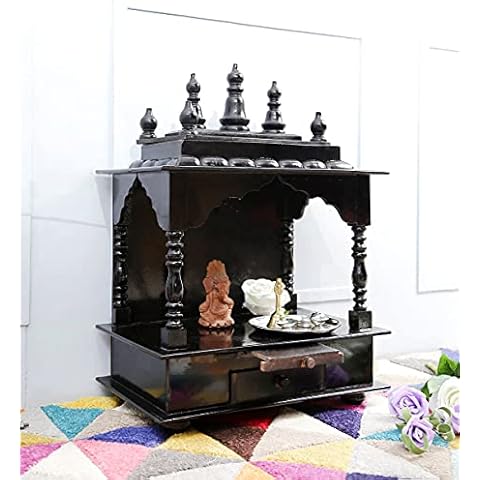 Home and Bazaar Rajasthani Ethnic Handcrafted Wooden Temple / Mandir / Pooja Ghar / Mandapam Size 18x12x24 InchHB17KI-279 Cover