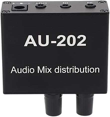 2-Kanal Audiomixer Stereo, 2 Eingänge/2 Ausgänge mit Netzteil, Studioqualität für DJ/Karaoke/Bar (XLR/Klinke Eingang)