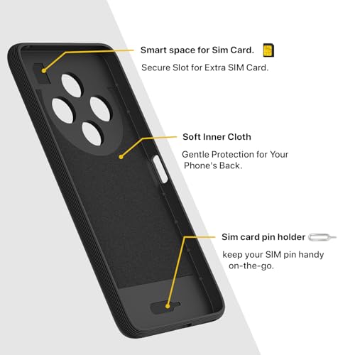 Image of Outlouders Back Cover for Redmi 14c 5G / Redmi A4 5G / Poco C75 5G | TPU Soft Flexible Shockproof | Full Camera Protection Back Case (Black)