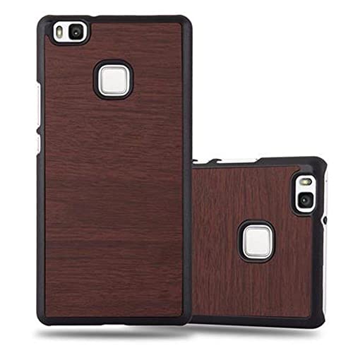 Cadorabo Custodia per Huawei P9 Lite in Woody caffè - Rigida Cover Protettiva Sottile con Bordo Protezione - Back Hard Case Ultra Slim Bumper Antiurto Guscio Plastica