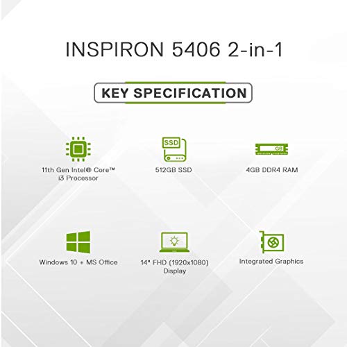 Image of Dell Inspiron 5406 11th Gen 14 inch (35.56cms) FHD 2in1 Laptop(i3-1115G4 / 4GB / 512 SSD /Integrated Graphics /Win 10 / MS Office 19 / Active Pen /Platinum Silver),D560366WIN9S Pro Slim Backpack 15