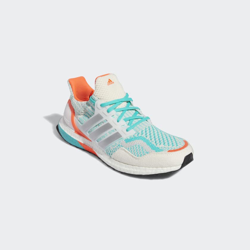Image of adidas Ultraboost 5.0 DNA Mens Shoes Size 4.5, Color: Chalk White /Silver Metallic /Mint Rush-