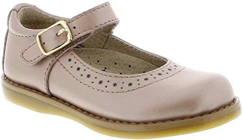 FOOTMATES Heather Leather Mary Jane Girls Dress Shoes, Walking Flats with Custom-Fit Insoles, Slip-Resistant Non-Marking Outsoles - for Infants, Toddlers, and Little Kids, Ages 0-8