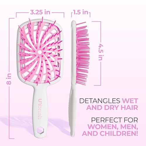 Image of FHI Heat UNbrush Plus - Curly Hair Brush for Gentle & Effective Detangling on Wet or Dry Fragile Hair Types - Detangler Brush w / 84 UltraFlex Bristles, Ultra-light, Vented, Anti Static Hairbrush