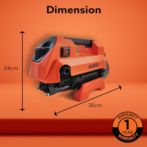 Image of AGARO Icon High Pressure Washer, Car Washer, 1800 Watts Motor, 125 Bars, 6.5L /Min Flow Rate, 8 Meters Outlet Hose, Portable, Car, Bike and Home Cleaning Purpose, Red