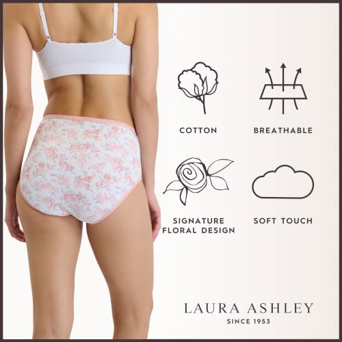 Image of Laura Ashley Women's Cotton Brief Underwear Set, High-Waisted Panties for Women, 5-Pack