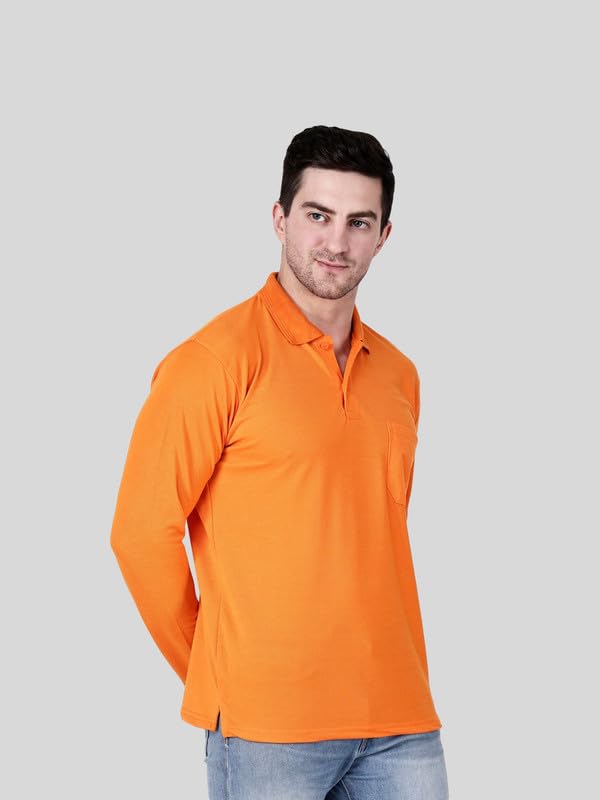 Image of Full Sleeve Men's Polo T-Shirt | Regular Fit, Soft & Breathable Cotton Blend Fabric | Classic Polo Collar, Casual & Office Wear | Available in Sizes M to 6XL, Multiple Colors