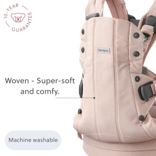 Image of BabyBjorn Baby Carrier Harmony, Light Pink, Woven Melange | 3-in-1 Ergonomic Baby Carrier; Newborn, Facing-in, Outward-Facing, and Back Carrying Positions Supported (7-40 lbs), Newborn to Toddler