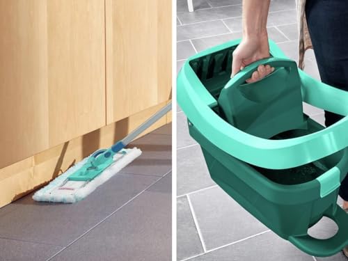 Leifheit Set Wischtuchpresse Profi XL mit Bodenwischer und Rollen, Putzen mit sauberen Händen &...