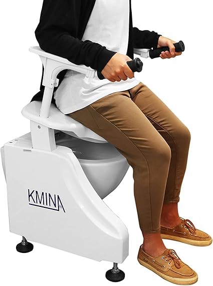 KMINA PRO - Electric Toilet Seat Riser with Handle, Toilet Handrail, Adult Toilet Riser, Toilet Bar, Toilet Support Structure, Incline Toilet Lift with Armrests, Toilet Elevator Aid, Toilet Lift