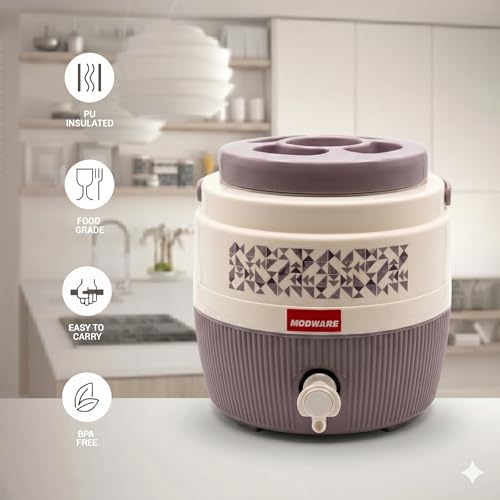 Image of MODWARE Kool Marina Insulated Plastic Water Jug, 6 litres, Food Grade, BPA Free, Easy to Carry (Purple, 6000)