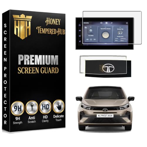 Image of (2 PACK) Screen Guard For TATA ALTROZ 2026 Facelift / PURE & PURE S / 8 Inch Infotainment Touchscreen + Steering Protector /Anti Scratch / Anti Fingerprint / altroz2026 Car Display Accessories [Not Tempered Glass]