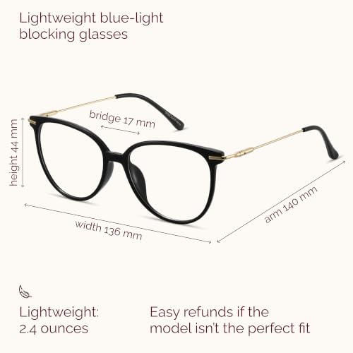 Image of Gaoye Round Blue Light Blocking Glasses | UV400 Protection, Round TR90 Frames, Metal Arms, Matching Soft Case, Black