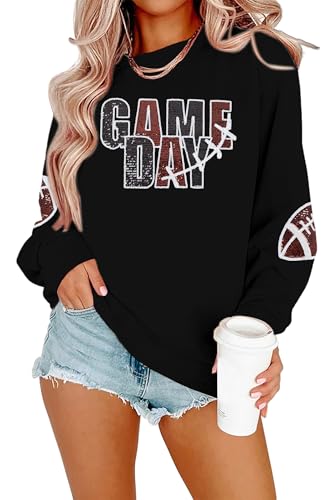 MYHALF Game Day Sweatshirt Football Shirts: Women Gameday Sequin Outfits
