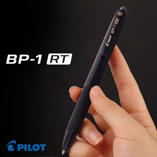 Image of Pilot BP-1 RT 0.7mm Fine Tip Ball Pen with Soft Rubber Grip | Black Ink, Pack of 12