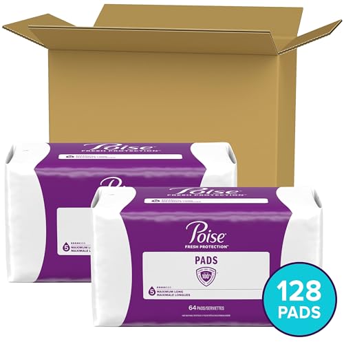 Image of Poise Incontinence Pads & Postpartum Incontinence Pads, 5 Drop Maximum Absorbency, Long Length, 128 Count, Packaging May Vary
