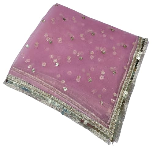 Image of Navti Creations Women's Lightweight Net Dupatta With Sequence Embroidery & Kiran Border (Length 2.25m)