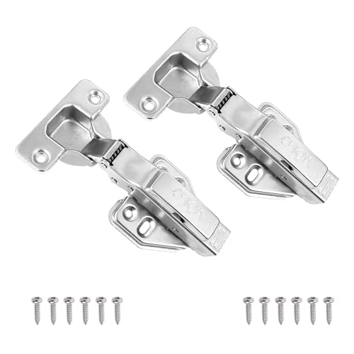 Image of VOLO Cabinet Hinges, Set of 1 (2 Pieces) for Furniture, Wardrobes, Doors, and Storage Units | (2D Soft Close (Stainless Steel), 0 Crank | Full Overlay)