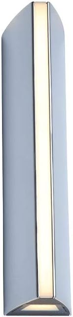 Leo LED Outdoor Wall Light, Oblong Wall Light in Chrome and White Glass, Modern Outdoor Light with Up & Down Light Effect, 1 x LED 14 Watt, 3000 Kelvin, 870 Lumens, IP54