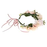EBTOYS Flower Crown Flower Wreath Floral Headband for Festival Wedding Party Favors (Light Pink)