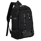 SicongHT Herren Vintage Reiserucksack Casual Canvas Wandern Camping Rucksäcke Männlich Große Kapazität Daypack, Schwarz , L, Geschlossene Zehe